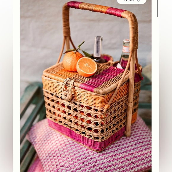 Nina Other - NEW Anthropologie Nina Handwoven Wine Picnic Basket